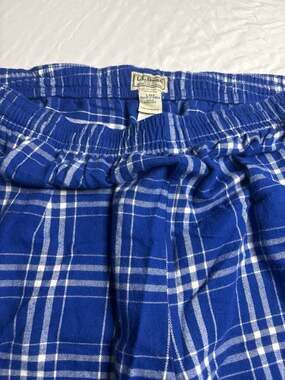 L.L.Bean Scotch Plaid Flannel Pajama Pants Blue White Plaid Size L-REG